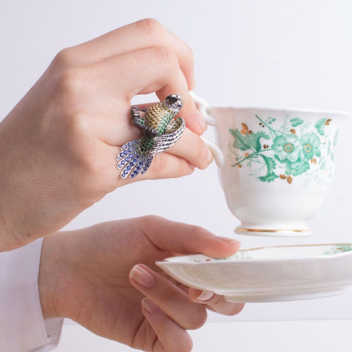 RING COLOURED STONES ANIMALIER