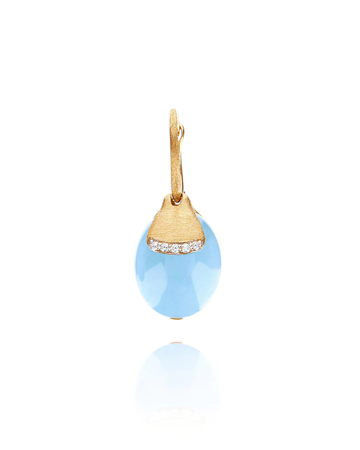 AZURE CILIEGINA GOLD AND MILKY AQUAMARINE BALL DROP EARRING WITH DIAMONDS DETAILS (LARGE)