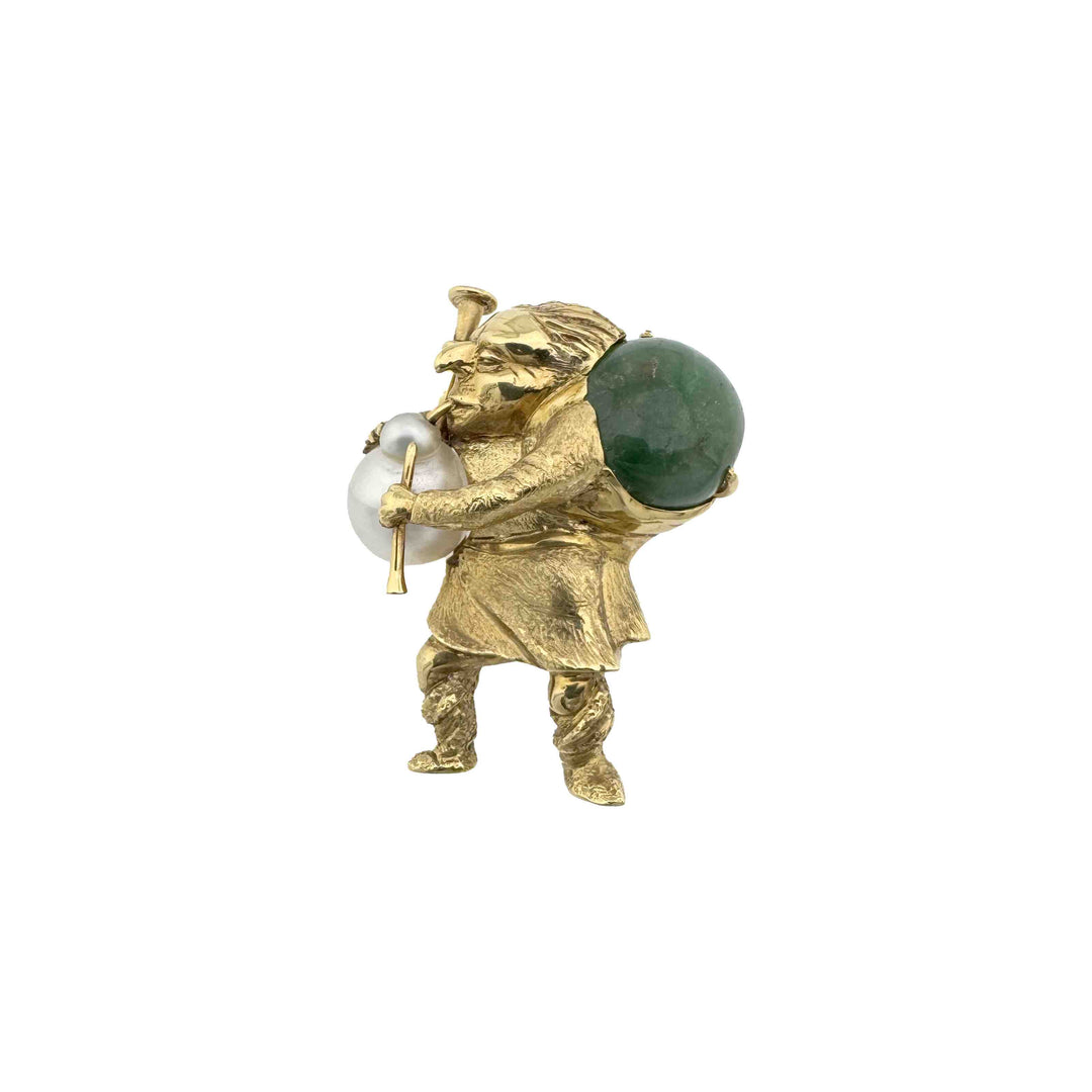 Vintage Gold Brooch with Emerald