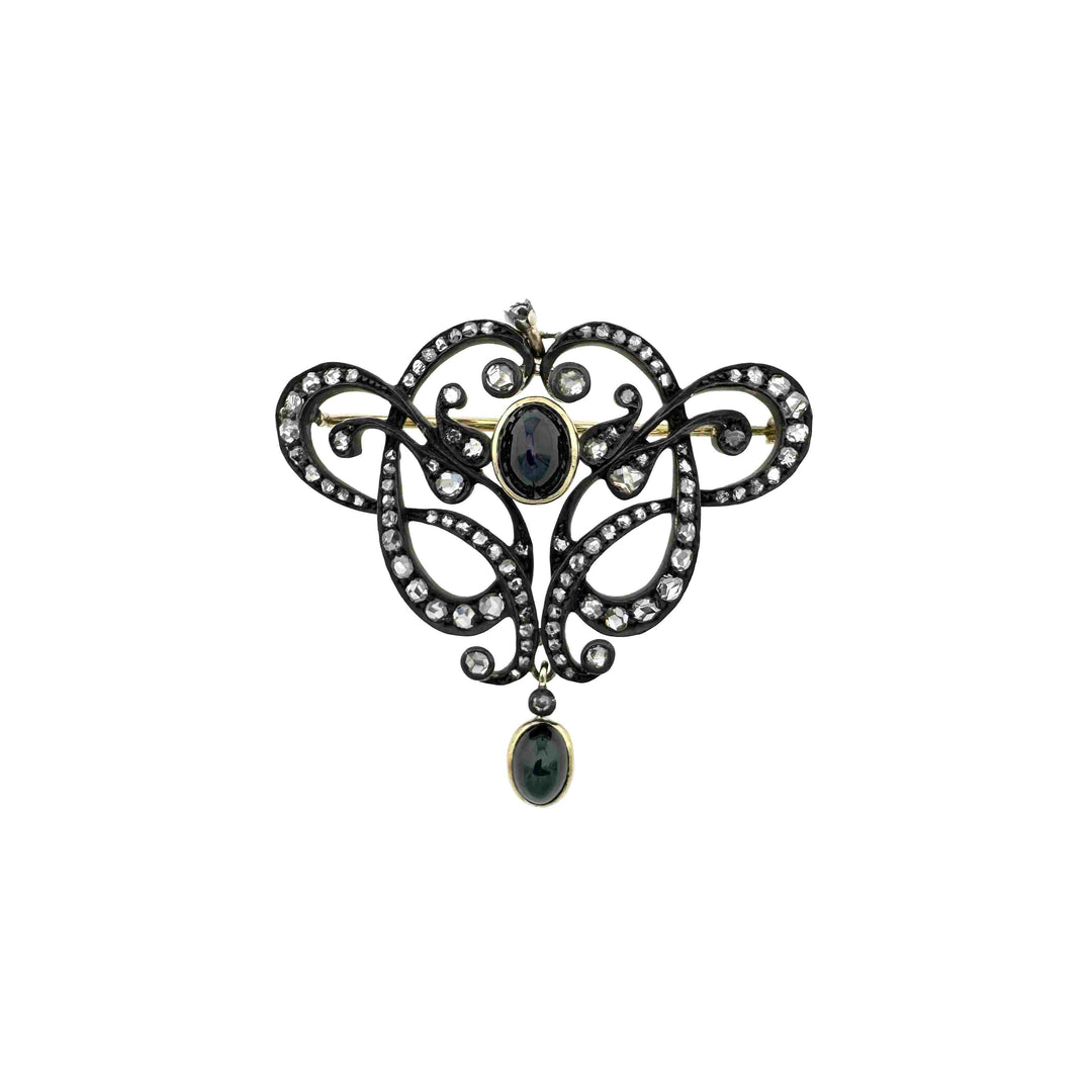 Vintage Gold Brooch with Sapphire