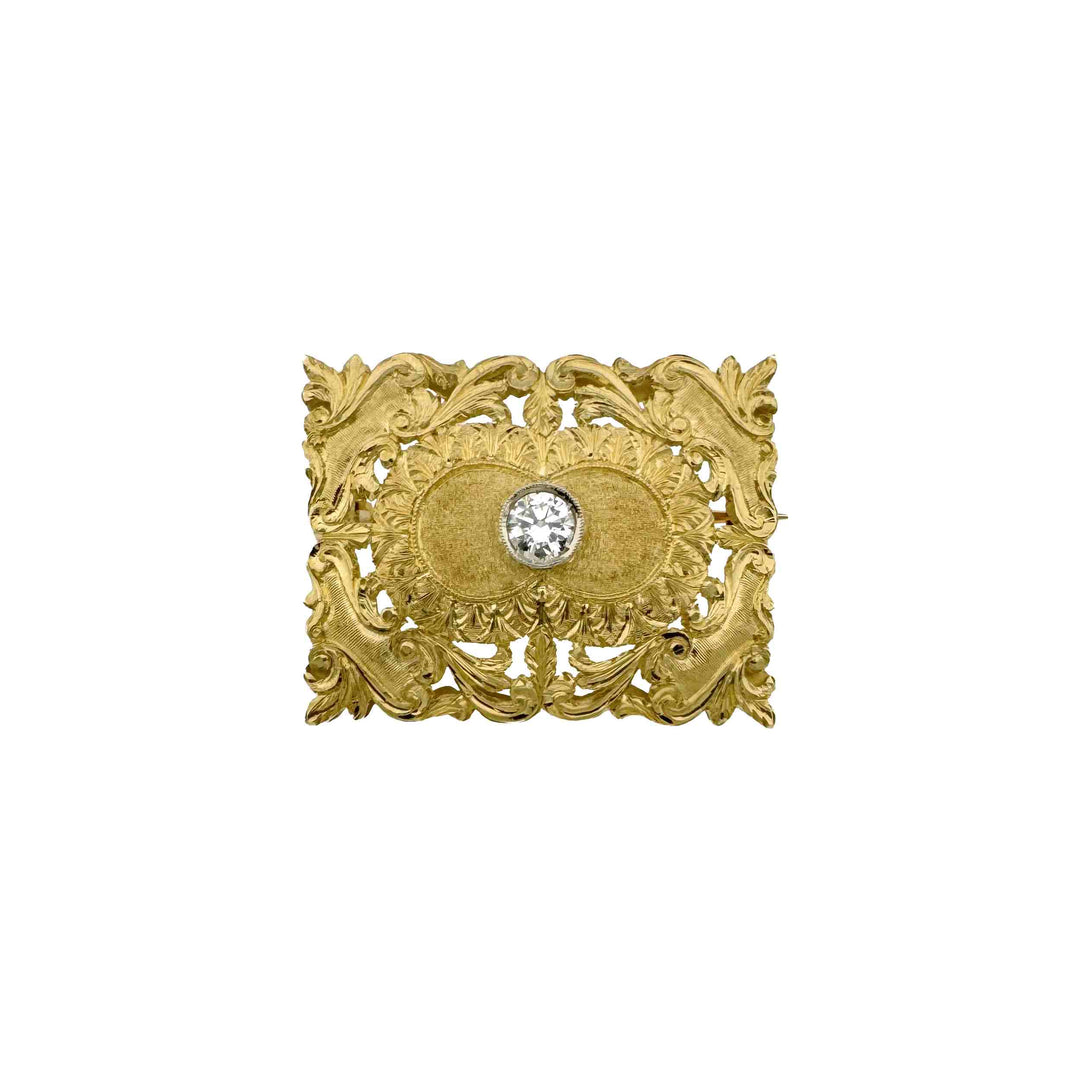 Vintage Gold Brooch with Diamond