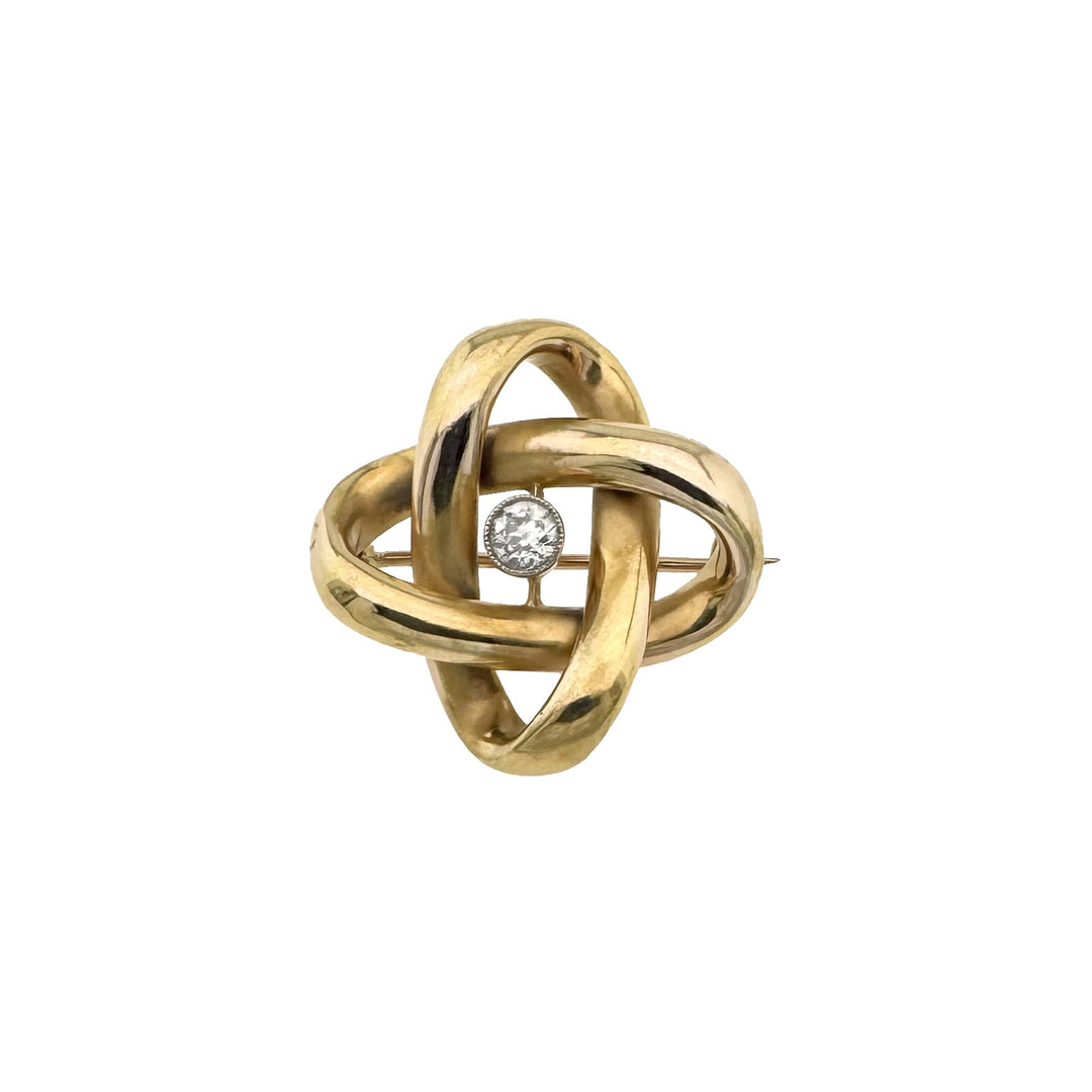 Vintage Gold Brooch with Diamond