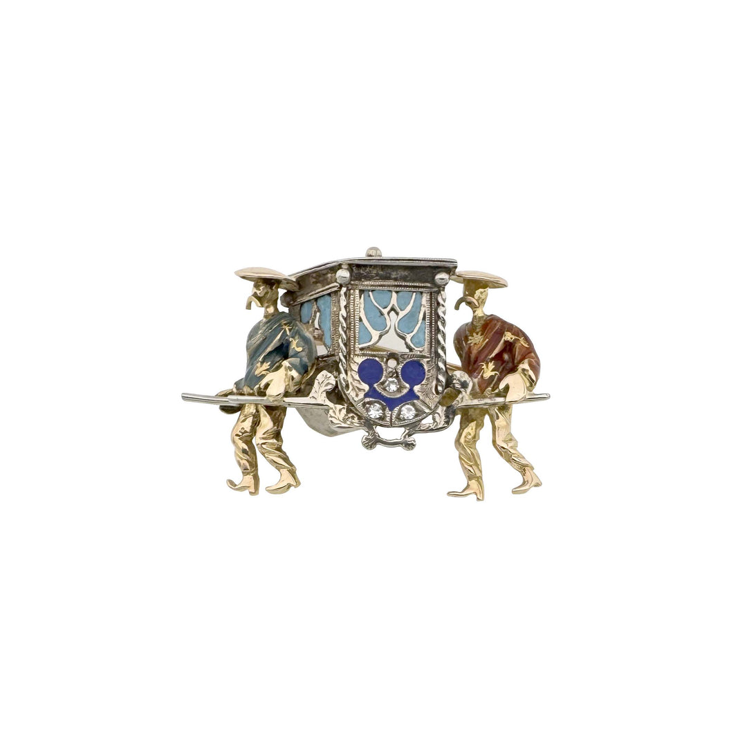 Vintage Gold Brooch with Enamel