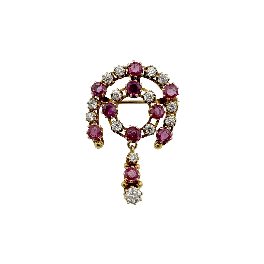 Vintage Gold Brooch with Ruby
