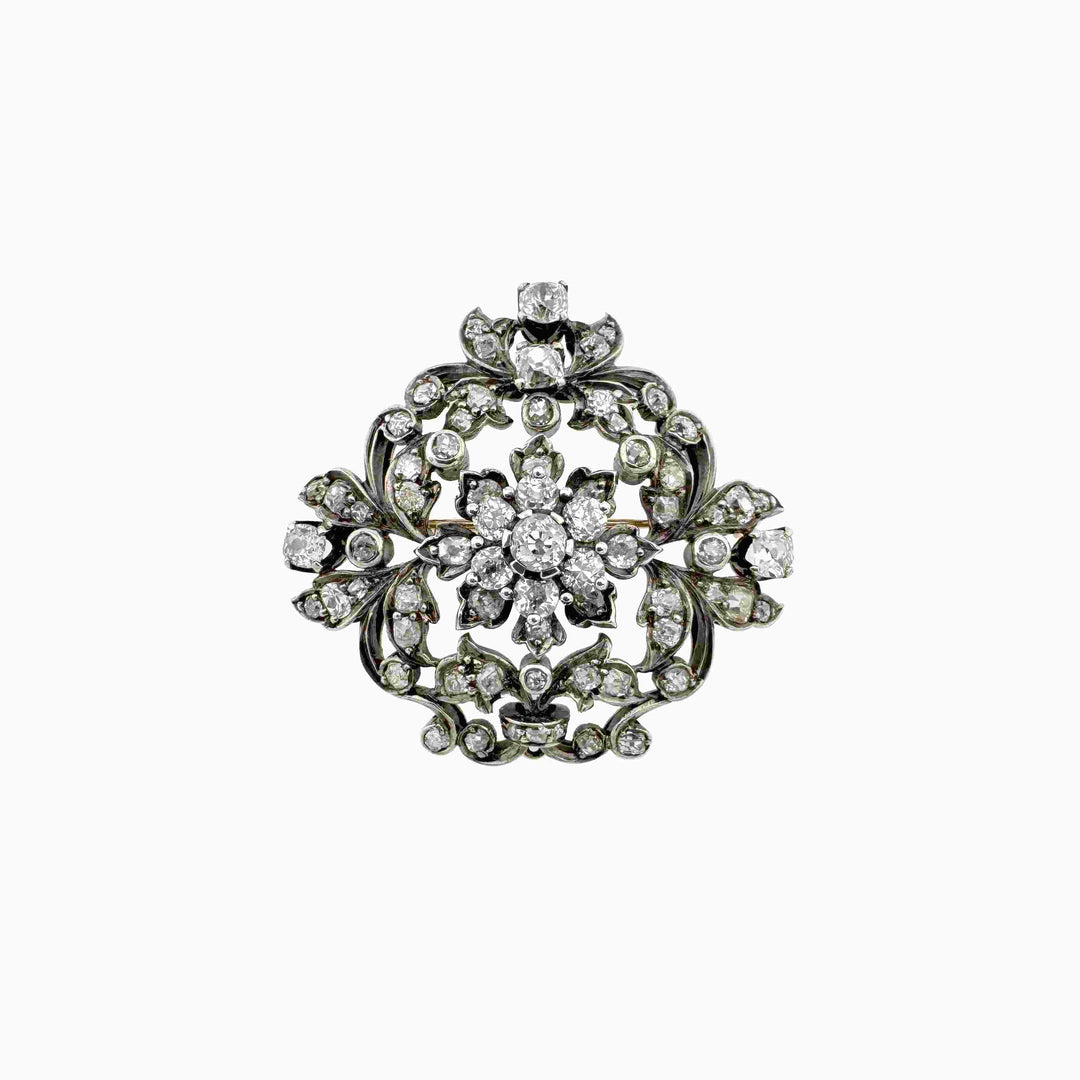Vintage Gold Brooch with Diamonds