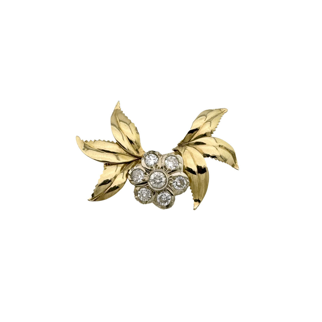 Vintage Gold Brooch with Diamonds
