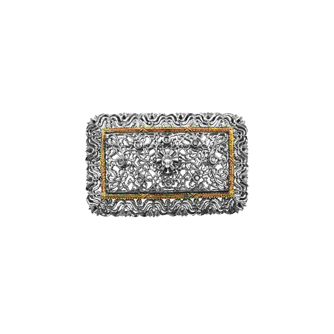 Vintage Gold Brooch with Diamonds