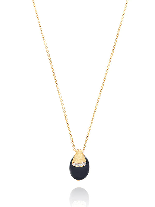 "MYSTERY BLACK" GOLD, DIAMOND ACCENTS AND BLACK ONYX PENDANT (SMALL)