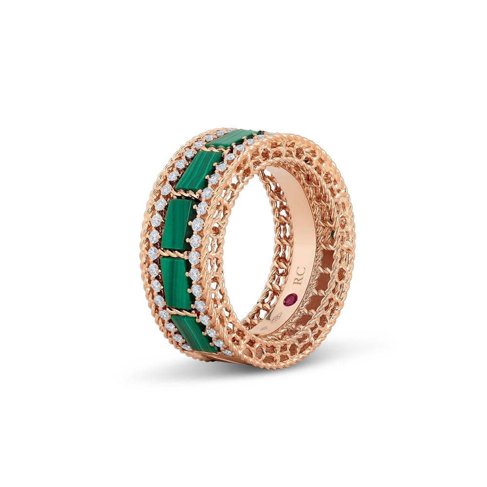 ART DECO RING WITH MALACHITE AND DIAMONDS