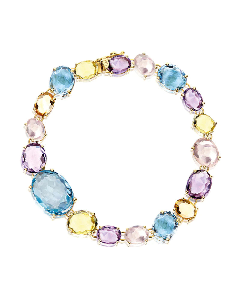 "IPANEMA" GOLD, BLUE TOPAZ, AMETHYST AND QUARTZ BRACELET