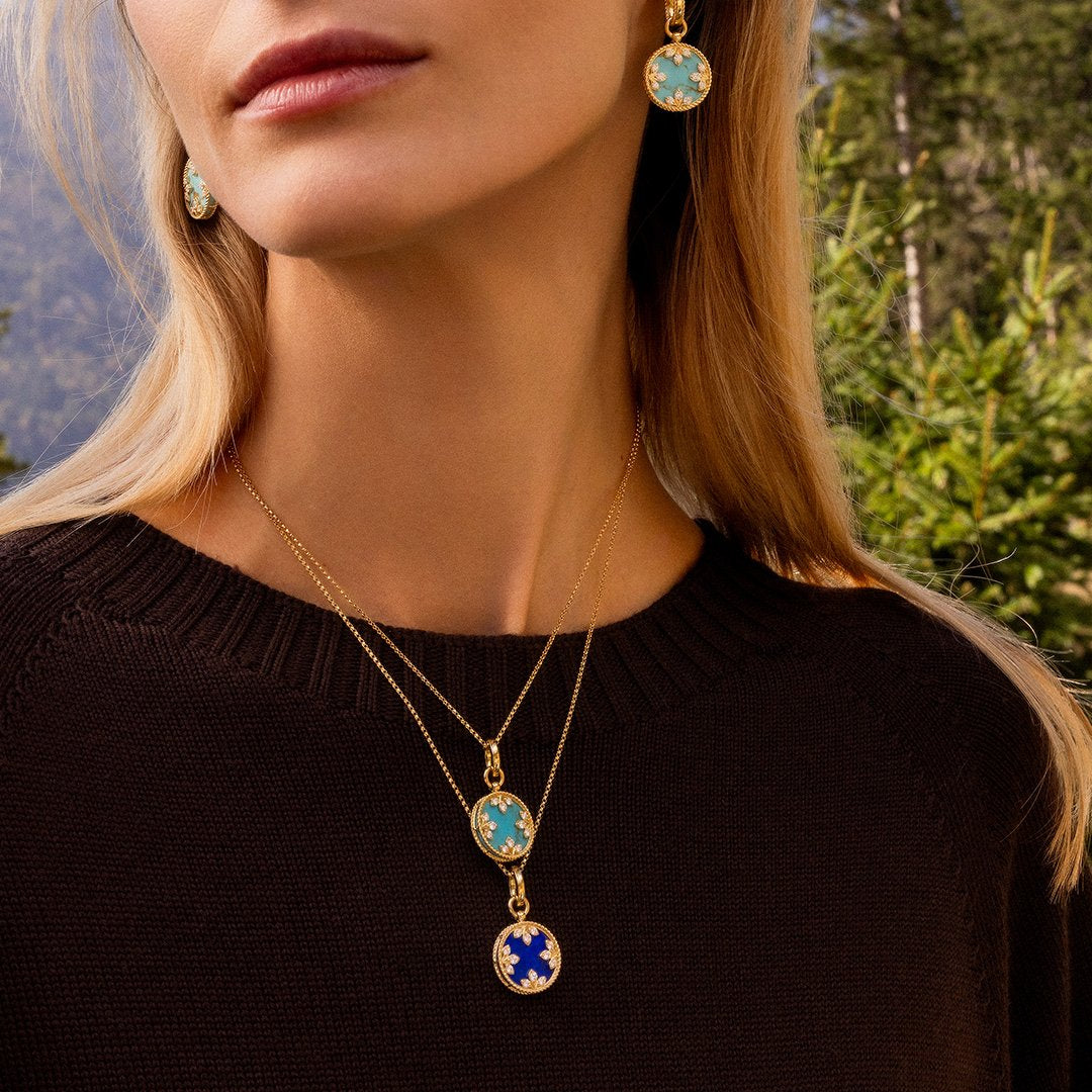 VENETIAN MEDALLIONS COLLAR WITH DIAMONDS AND LAPIS