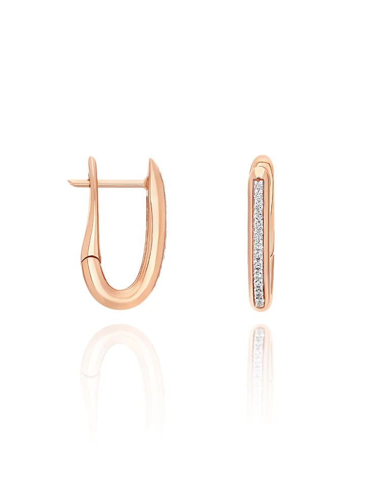 LIBERA SMALL ROSE GOLD SQUARE HOOP EARRINGS WITH DIAMONDS