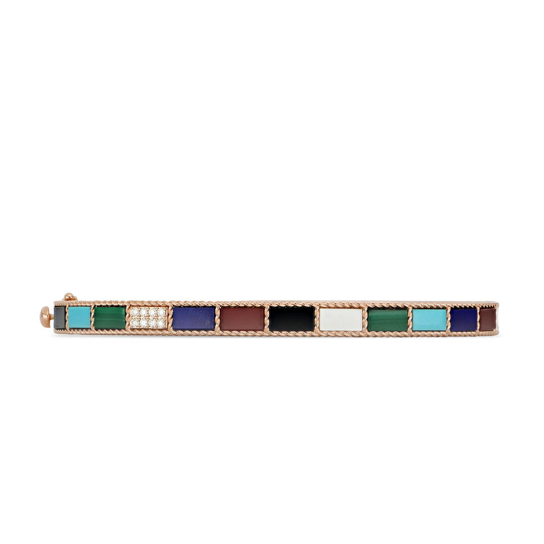 ART DECO BANGLE WITH COLORED STONES AND DIAMONDS