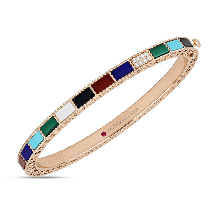 ART DECO BANGLE WITH COLORED STONES AND DIAMONDS