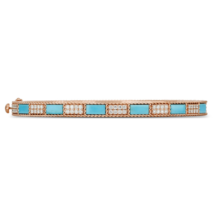 ART DECO BANGLE WITH TURQUOISE AND DIAMONDS