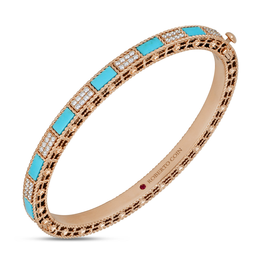ART DECO BANGLE WITH TURQUOISE AND DIAMONDS