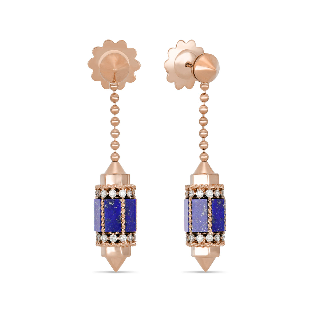 ART DECO EARRINGS WITH LAPIS LAZULI AND DIAMONDS