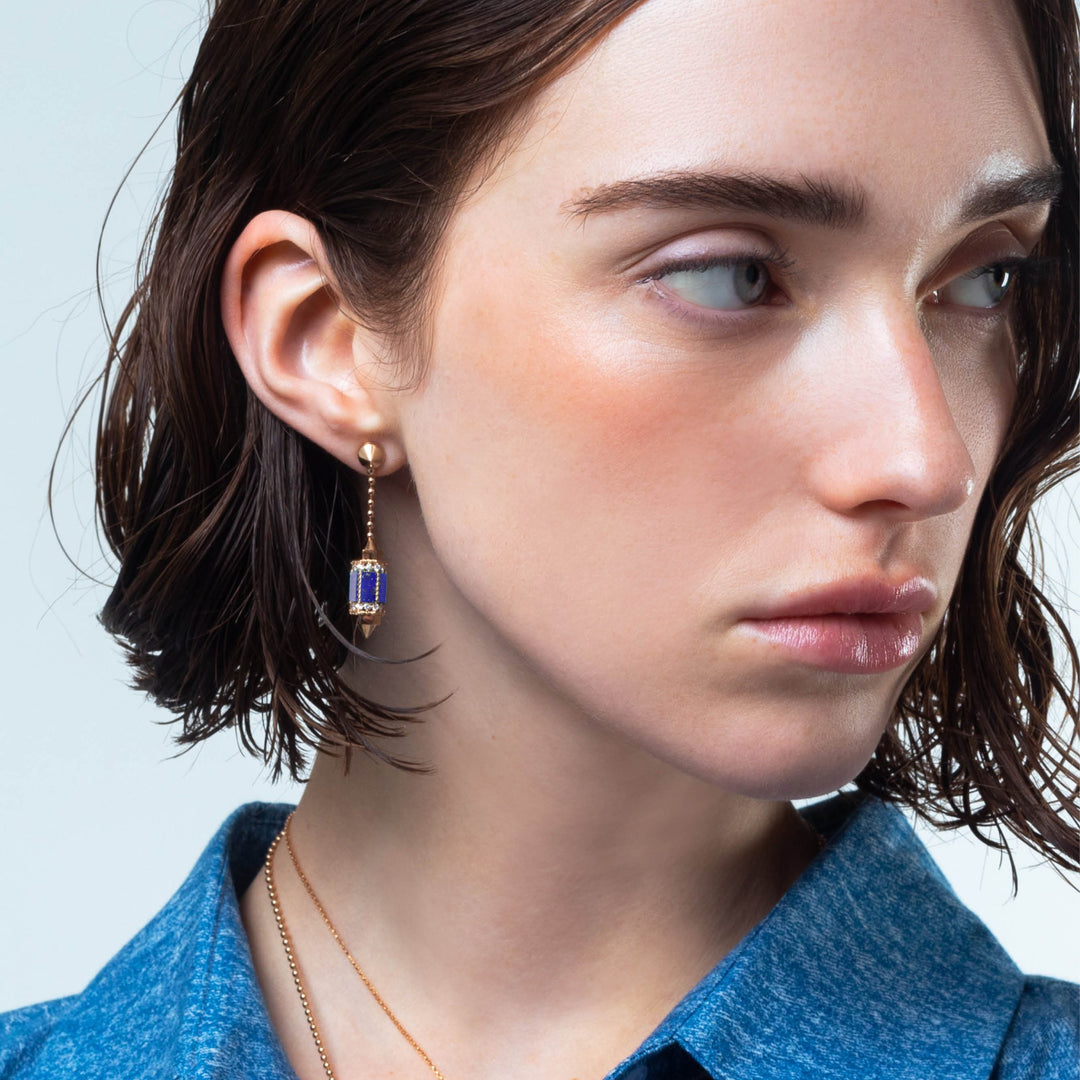 ART DECO EARRINGS WITH LAPIS LAZULI AND DIAMONDS