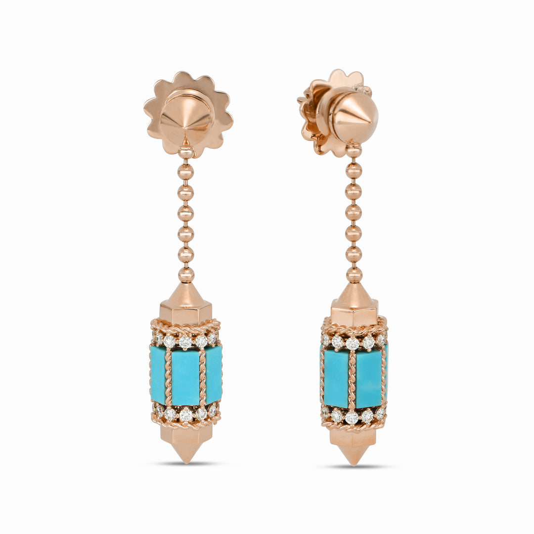 ART DECO EARRINGS WITH TURQUOISE AND DIAMONDS