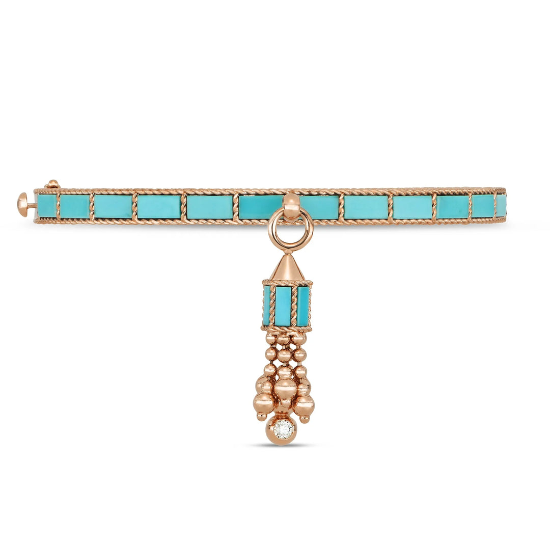 ART DECO BANGLE WITH TURQUOISE AND DIAMONDS