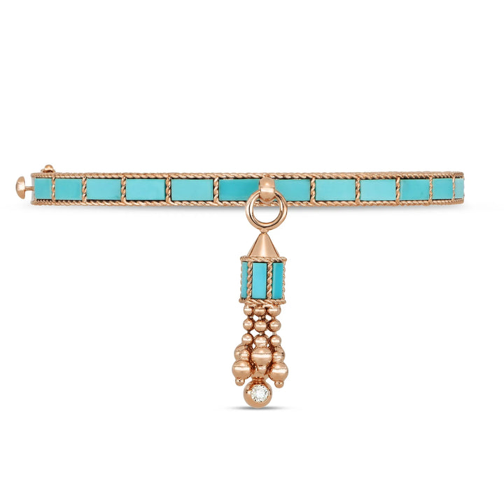 ART DECO BANGLE WITH TURQUOISE AND DIAMONDS