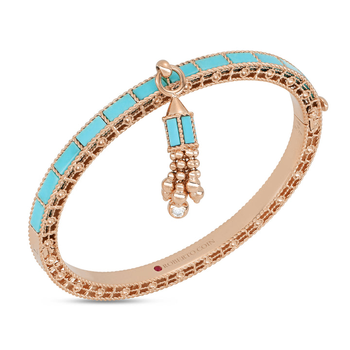 ART DECO BANGLE WITH TURQUOISE AND DIAMONDS