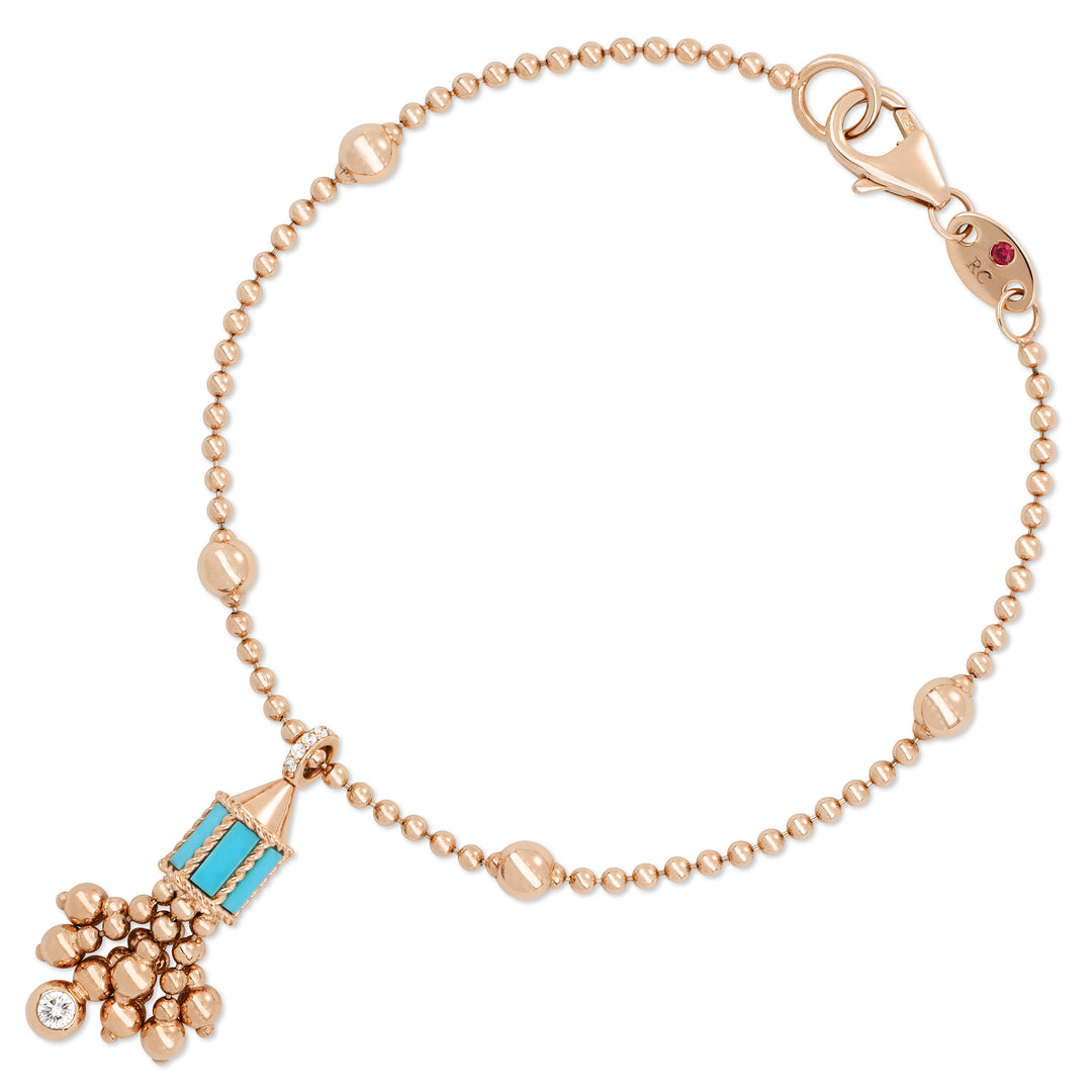 ART DECO BRACELET WITH TURQUOISE AND DIAMONDS