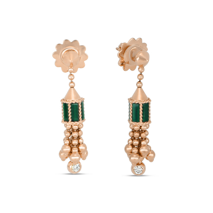 ART DECO EARRINGS WITH MALACHITE AND DIAMONDS