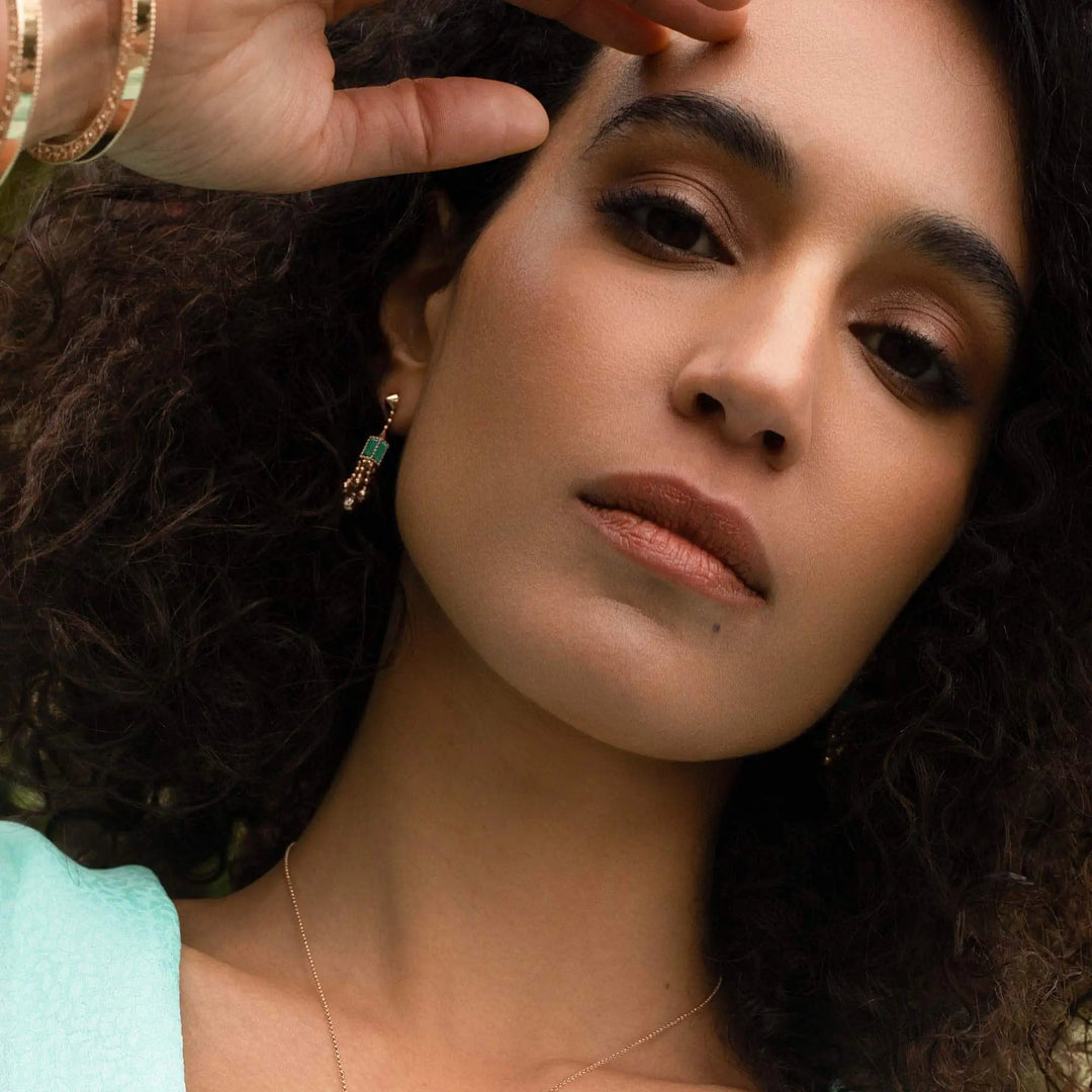 ART DECO EARRINGS WITH MALACHITE AND DIAMONDS