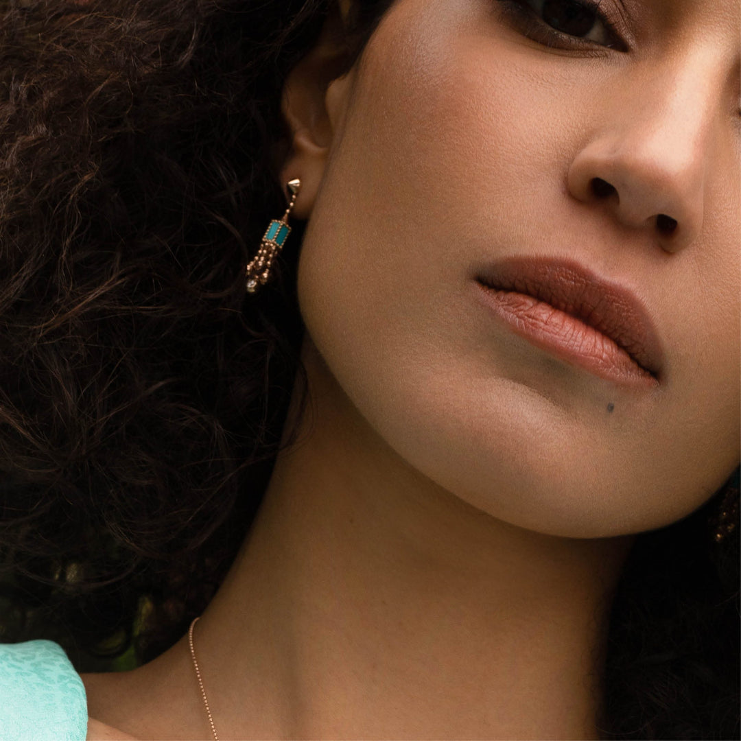 ART DECO EARRINGS WITH TURQUOISE AND DIAMONDS