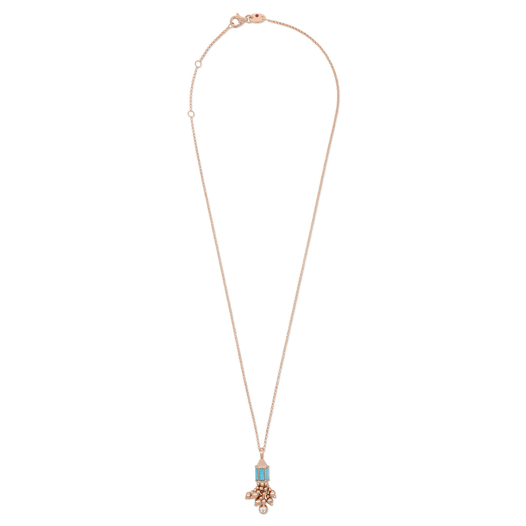 ART DECO NECKLACE WITH TURQUOISE AND DIAMONDS