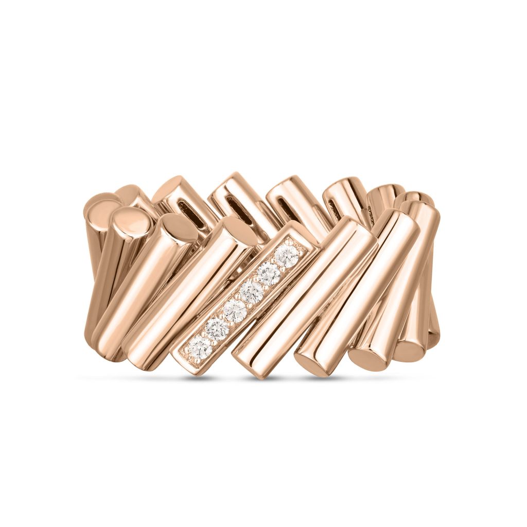 DOMINO RING WITH DIAMONDS