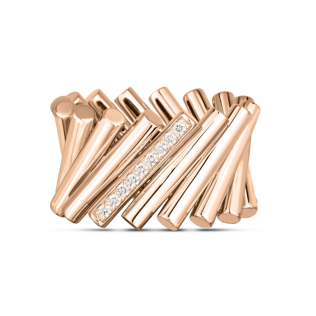 DOMINO RING WITH DIAMONDS