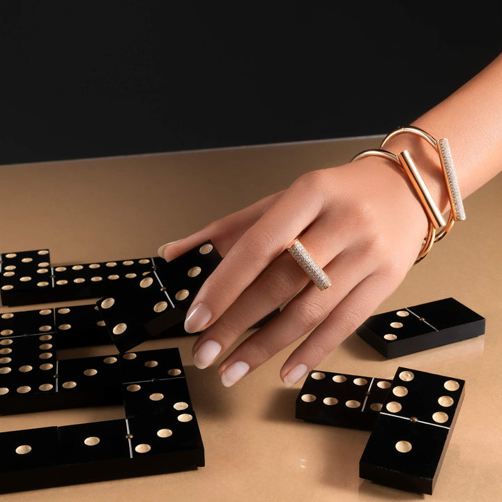 DOMINO RING WITH DIAMONDS