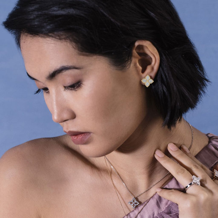 PRINCESS FLOWER EARRINGS WITH DIAMONDS