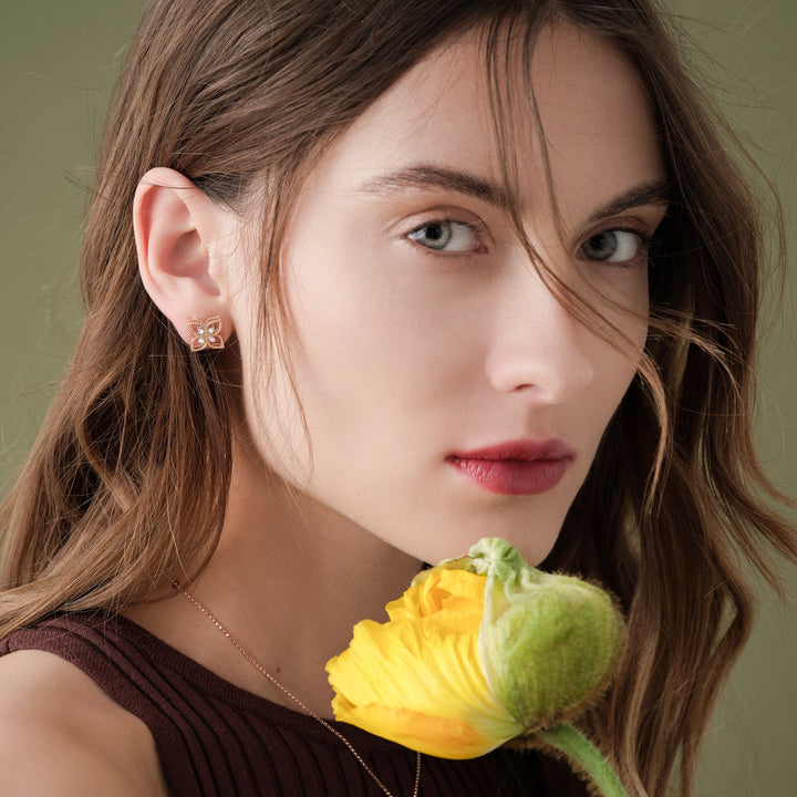 PRINCESS FLOWER EARRINGS WITH DIAMONDS