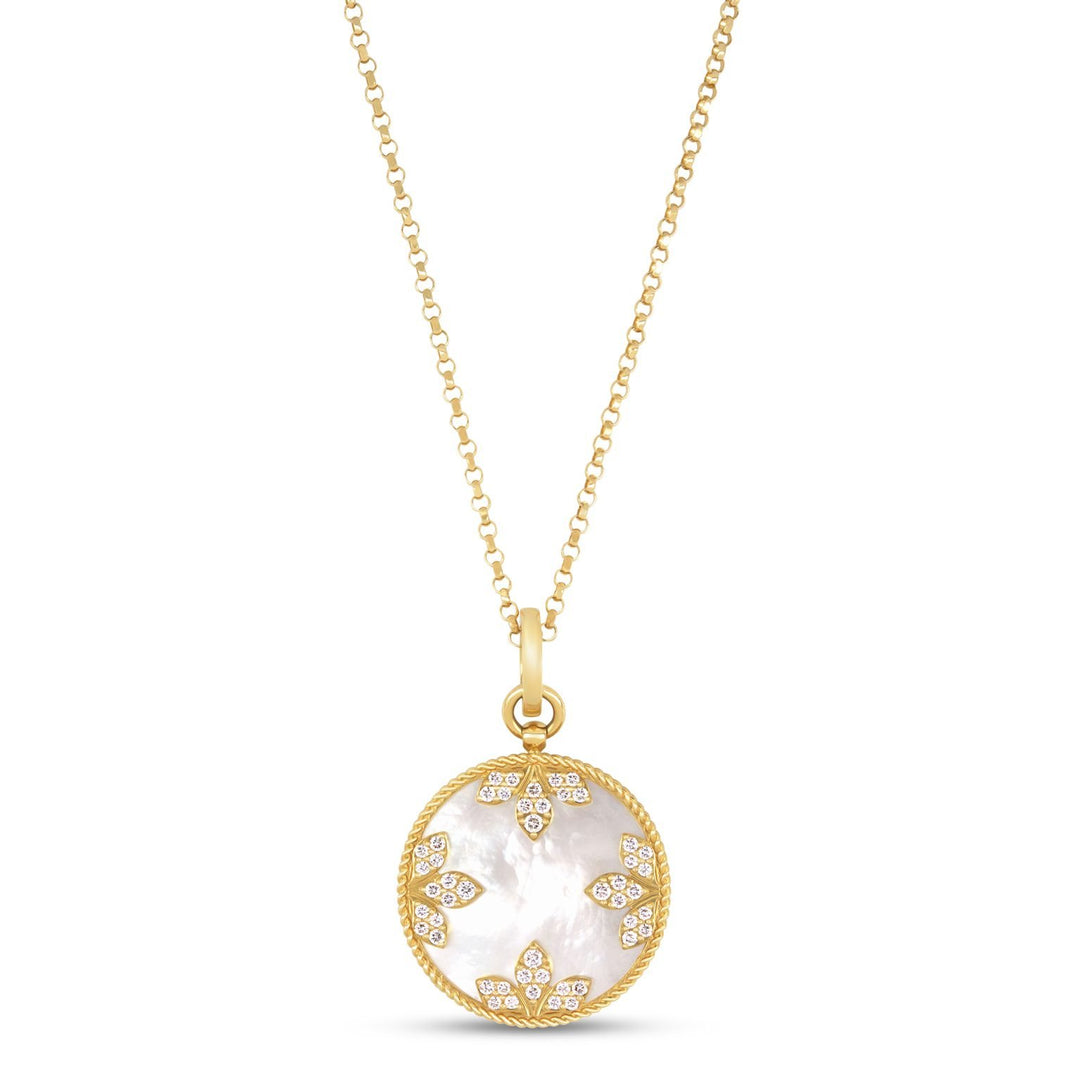 VENETIAN MEDALLIONS COLLAR WITH DIAMONDS AND MOTHER OF PEARL