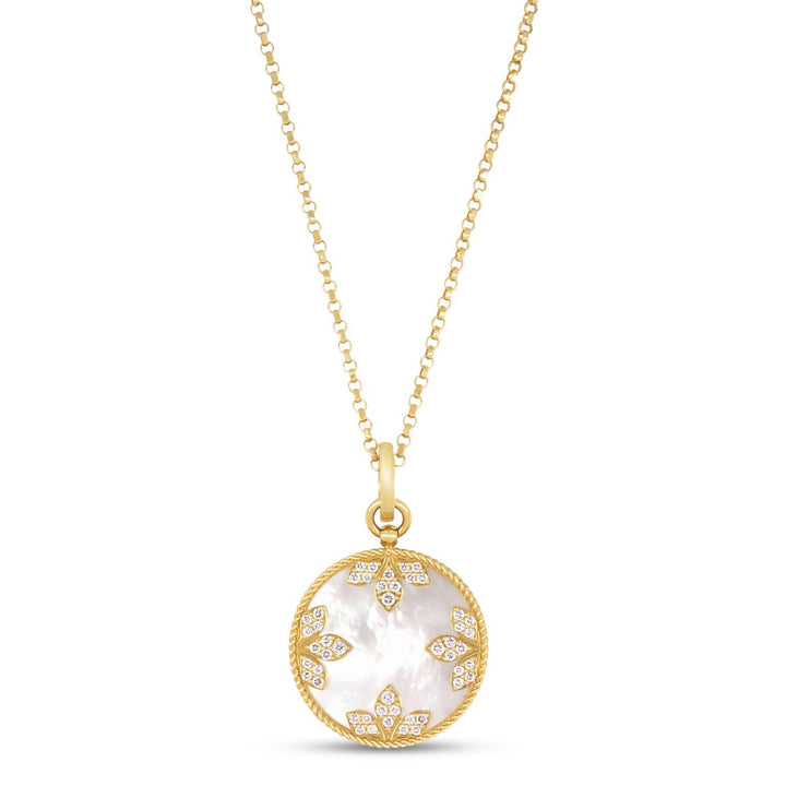 VENETIAN MEDALLIONS COLLAR WITH DIAMONDS AND MOTHER OF PEARL