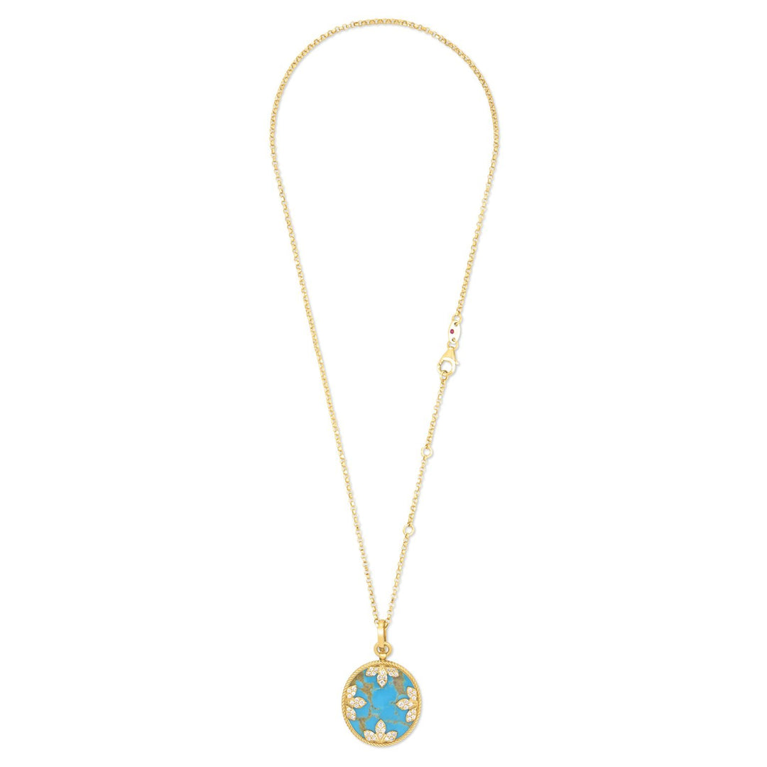 VENETIAN MEDALLIONS COLLAR WITH DIAMONDS AND TURQUOISE