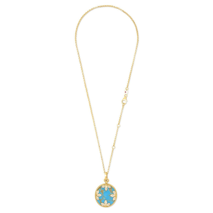 VENETIAN MEDALLIONS COLLAR WITH DIAMONDS AND TURQUOISE
