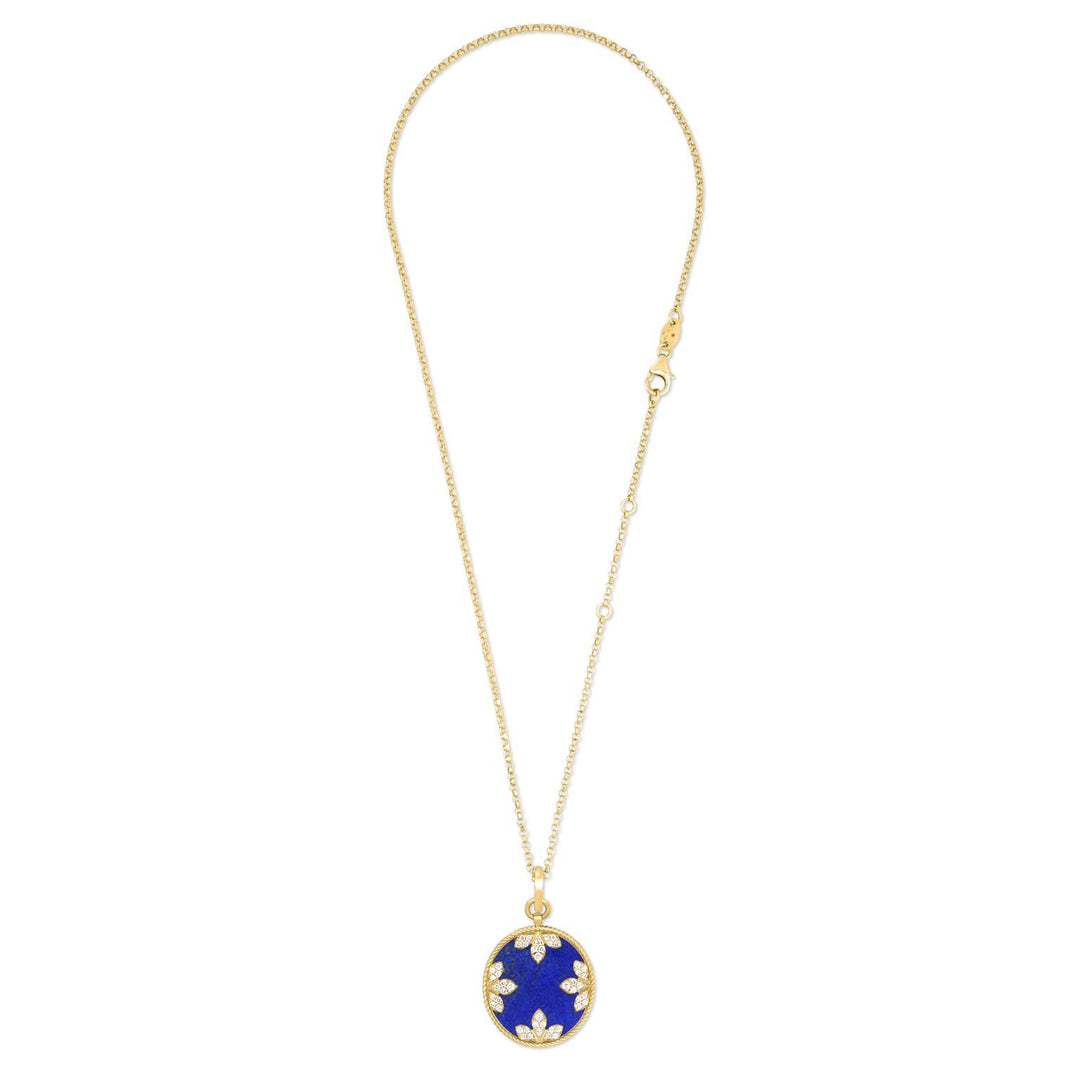 VENETIAN MEDALLIONS COLLAR WITH DIAMONDS AND LAPIS