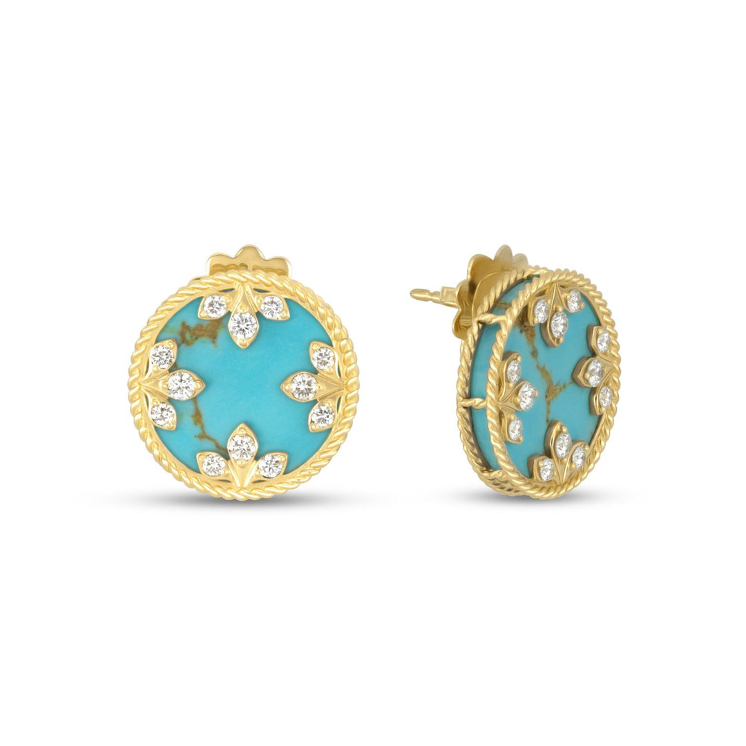 VENETIAN MEDALLIONS EARRINGS WITH DIAMONDS AND TURQUOISE