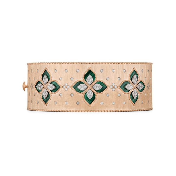 PRINCESS FLOWER BRACELET WITH DIAMONDS AND MALACHITE