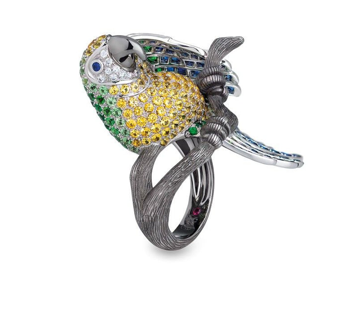 RING COLOURED STONES ANIMALIER