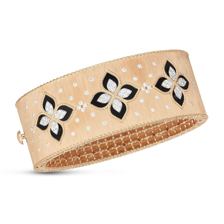 PRINCESS FLOWER BRACELET WITH DIAMONDS AND BLACK JADE