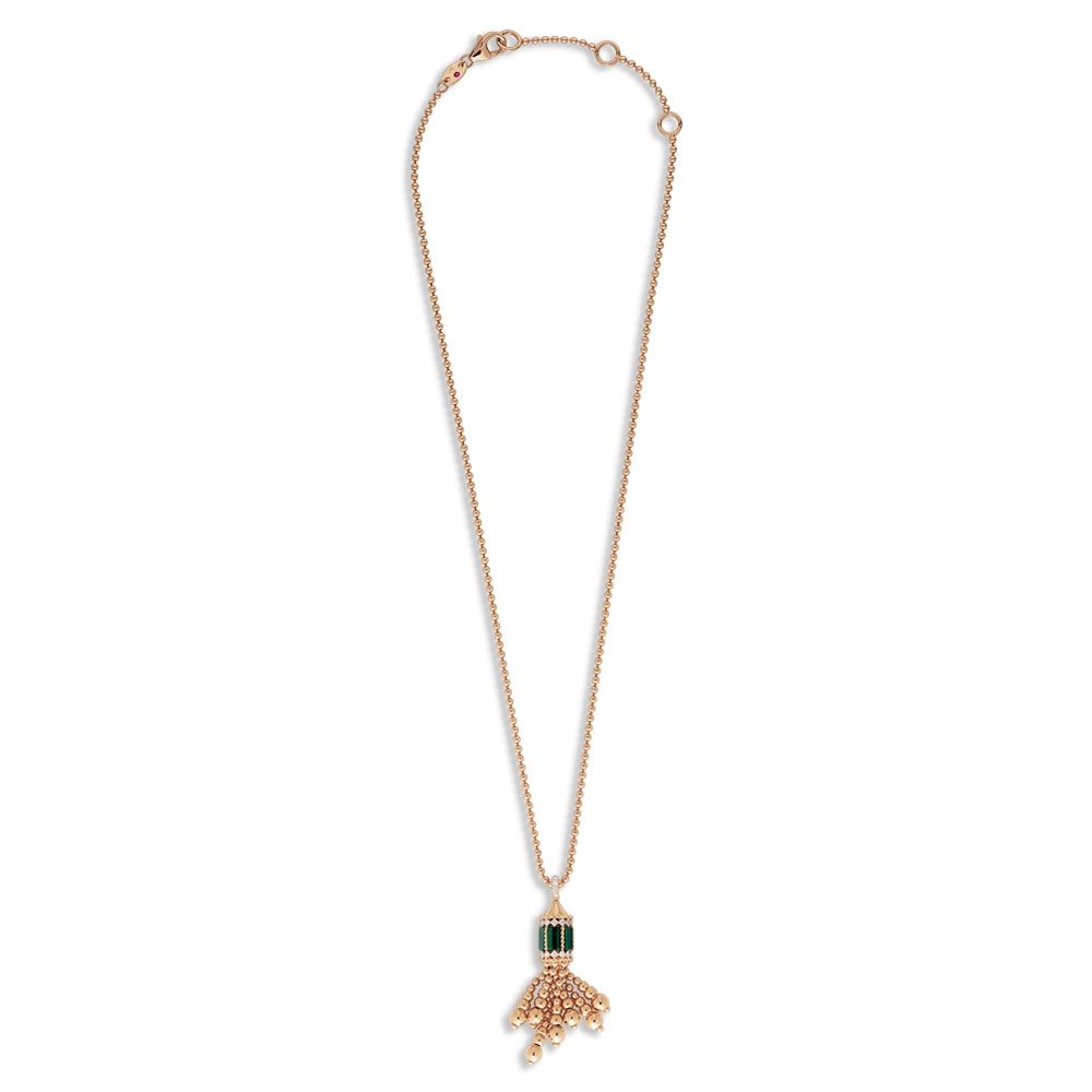 ART DECO NECKLACE WITH MALACHITE AND DIAMONDS