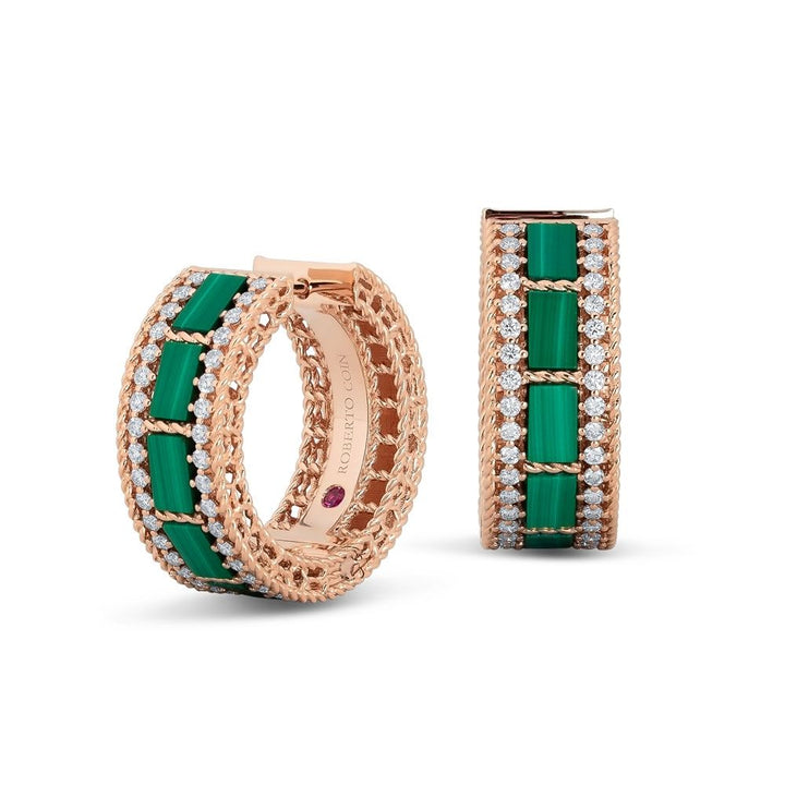 ART DECO EARRINGS WITH MALACHITE AND DIAMONDS