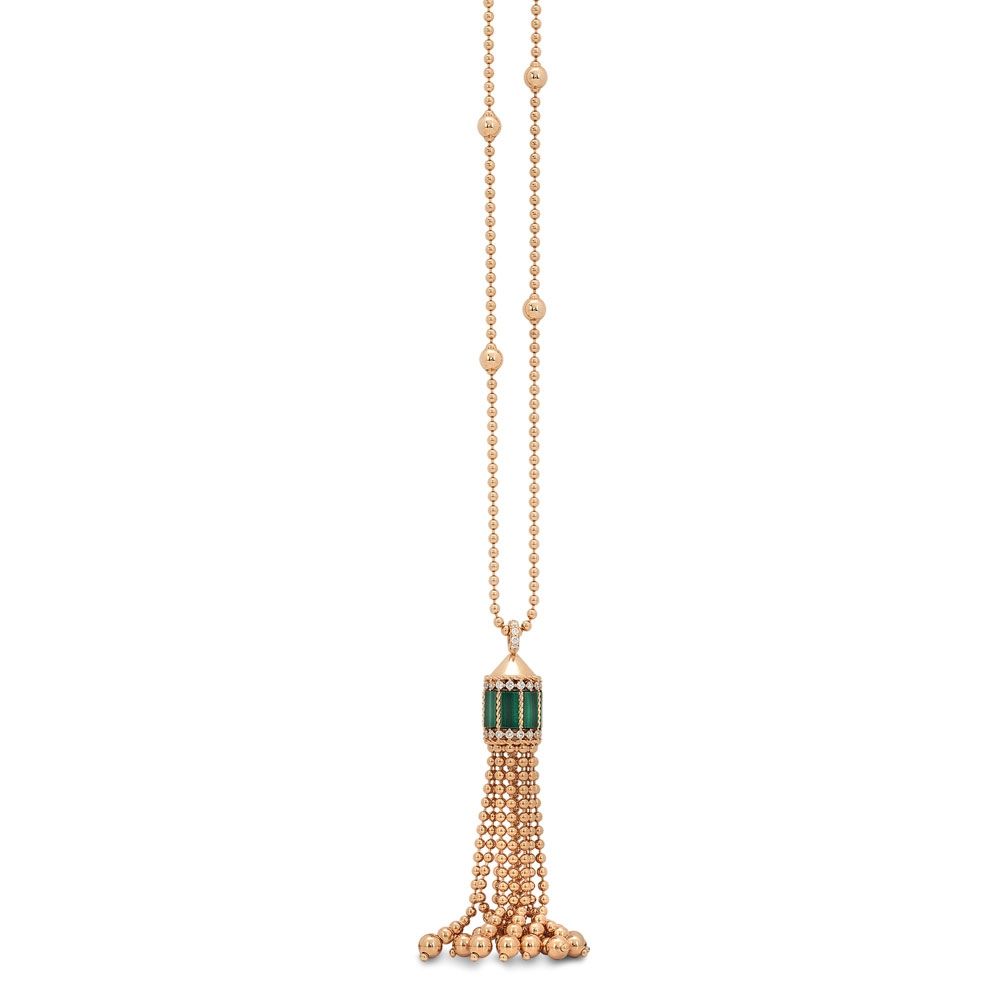 ART DECO NECKLACE WITH MALACHITE AND DIAMONDS