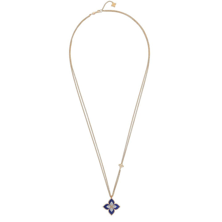 PRINCESS FLOWER PENDANT WITH DIAMONDS AND LAPIS