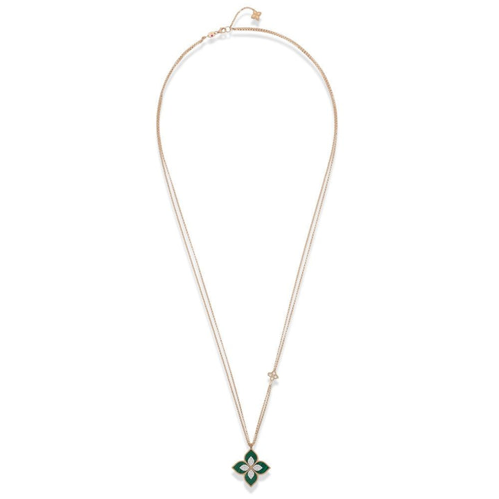 PRINCESS FLOWER PENDANT WITH DIAMONDS AND MALACHITE